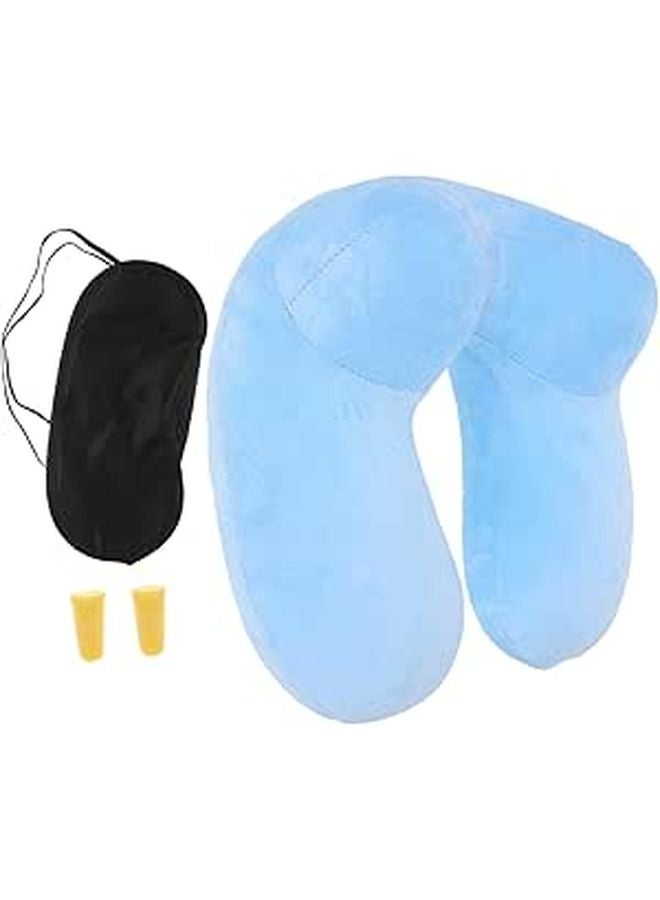 Inflatable U Shaped Travel Neck Pillow with Washable Cover for Airplane Car and Office Comfort - Image 1