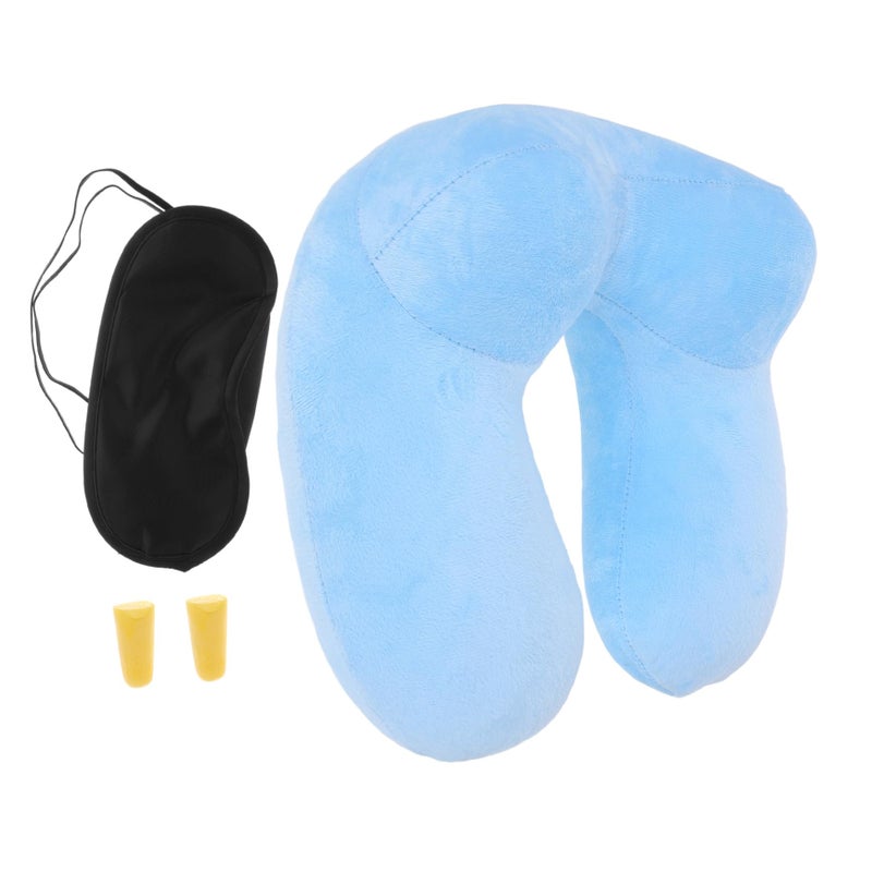 Inflatable U Shaped Travel Neck Pillow with Washable Cover for Airplane Car and Office Comfort - Image 2