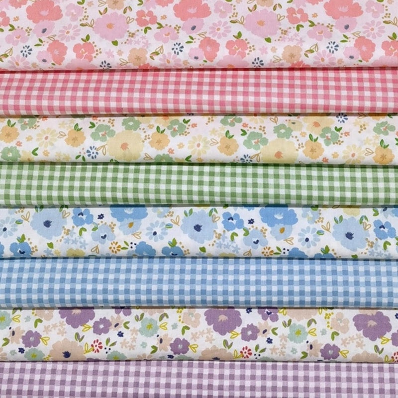 Antetek 8Pcs 9.8" x 9.8"(25 * 25CM) Cotton Fabric DIY Making Supplies Quilting Patchwork Fabric Fat Quarter Bundles DIY for Quilting Cotton Patchwork Cushions (8pcs Flowers Square, 9.8" x 9.8") - Image 1
