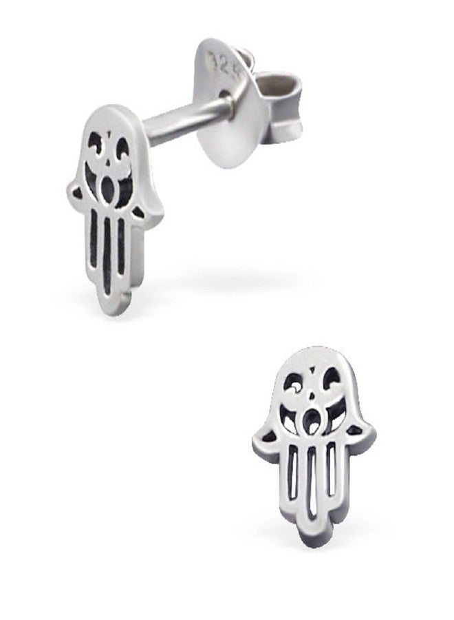 آيسروز أقراط صغيرة مرصعة بالفضة الإسترليني عيار 925 من آيسيروز، بتصميم يد فاطمة، رقم الموديل 21174 - Image 2