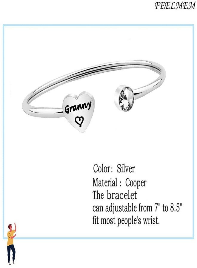 FEELMEM Family Jewelry Granny Bracelet Open Cuff Bangle Grandma Jewelry Granny Gift Nana Gift - Image 2
