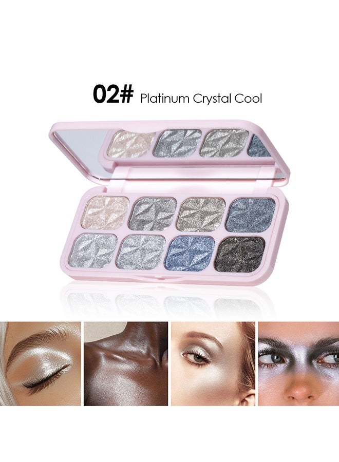 Julystar Highlight， 8-Color Glitter Eyeshadow Palette, Star Diamond Glitz, High Shine Metallic & Sparkle Shades, Long-Lasting Waterproof Eye Makeup, Smooth Blendable Powder for Party & Night Look #02 - Image 2
