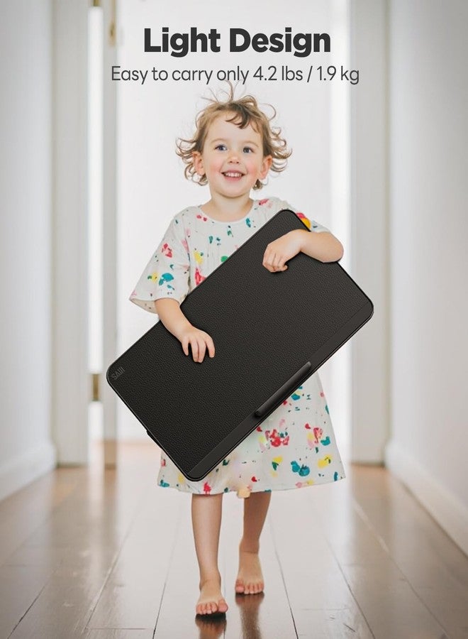 SAIJI - Adjustable laptop with removable lid, non-slip leather surface, with folding breakfast legs, reading computer for sofa or sofa - Image 5