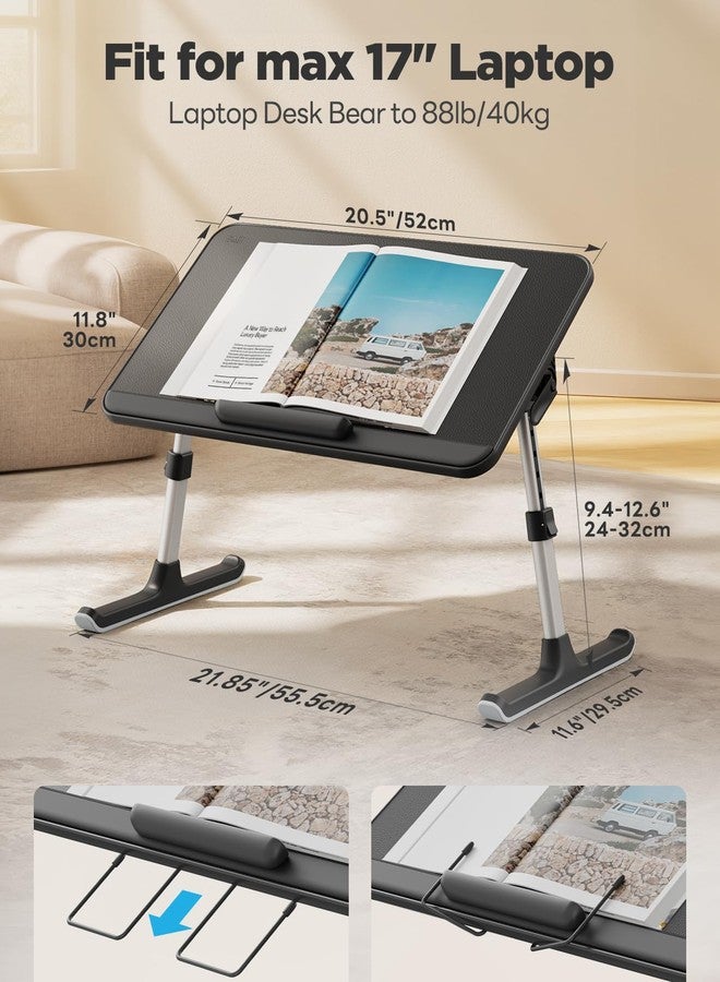 SAIJI - Adjustable laptop with removable lid, non-slip leather surface, with folding breakfast legs, reading computer for sofa or sofa - Image 3