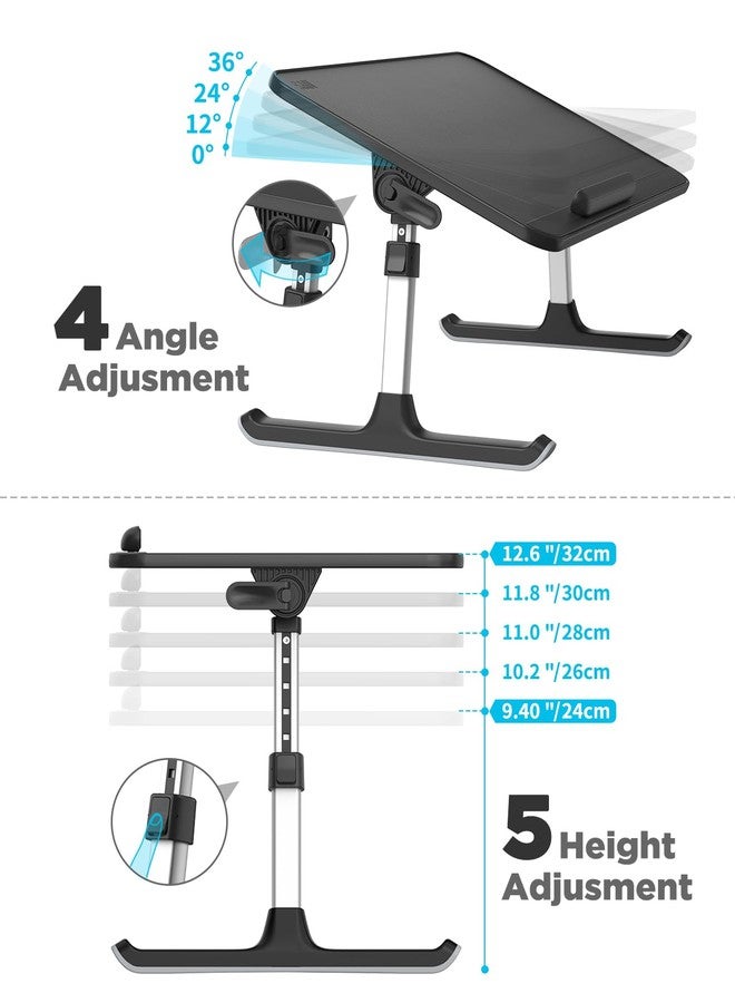 SAIJI - Adjustable laptop with removable lid, non-slip leather surface, with folding breakfast legs, reading computer for sofa or sofa - Image 4
