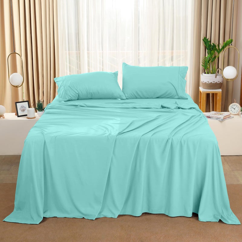 Utopia Bedding Queen Sheet Set â€“ 4 Piece Bed Sheets for Queen Size Bed, Soft and Breathable Microfiber, Includes 1 Fitted Sheet, 1 Flat Sheet and 2 Pillowcases (Spa Blue) - Image 5