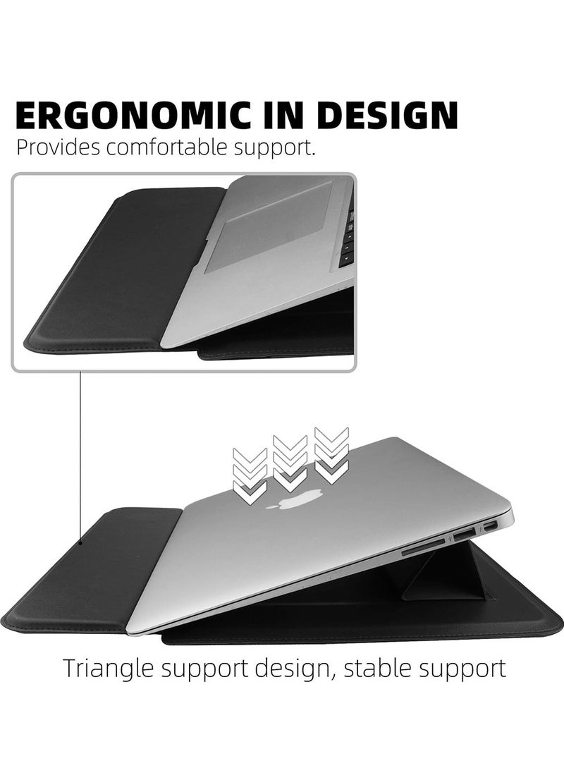 X-level 14-14.1 inch Laptop Sleeve Compatible with MacBook Air 13 MacBook Pro 13 2021 2020 2019 PU Leather Laptop Case Water-Resistant Laptop Sleeve Soft Padded Sleeve Protective Briefcase, Black  - Image 4