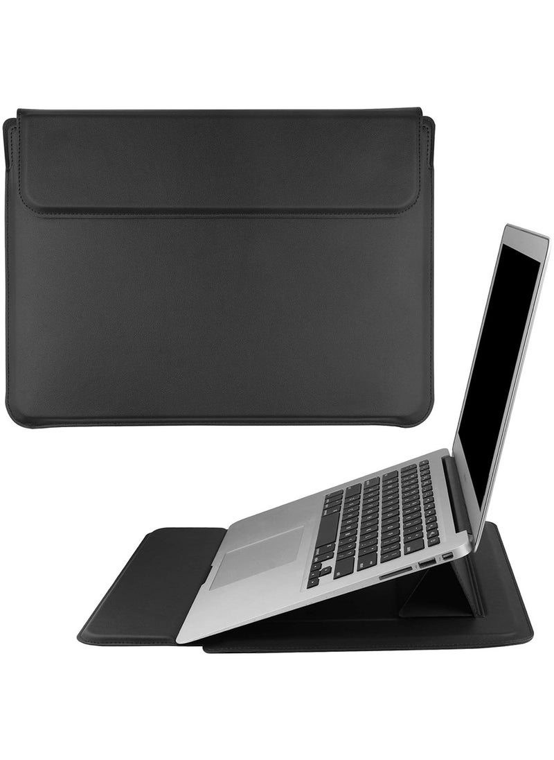 X-level 14-14.1 inch Laptop Sleeve Compatible with MacBook Air 13 MacBook Pro 13 2021 2020 2019 PU Leather Laptop Case Water-Resistant Laptop Sleeve Soft Padded Sleeve Protective Briefcase, Black  - Image 1