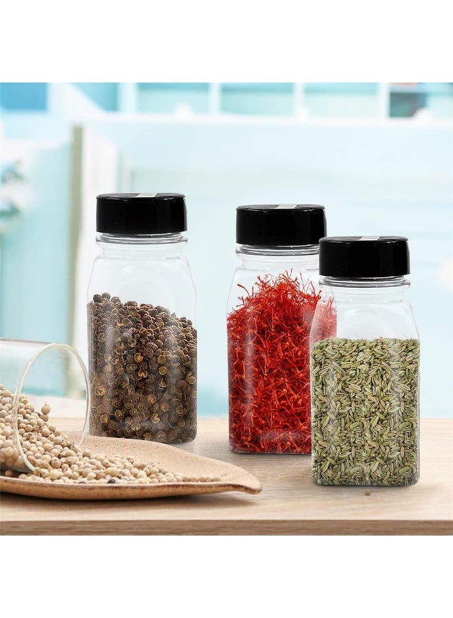 RoyalHouse - 6 PACK - 9.5 Oz with Black Cap - Plastic Spice Jars Bottles Containers  - Image 5