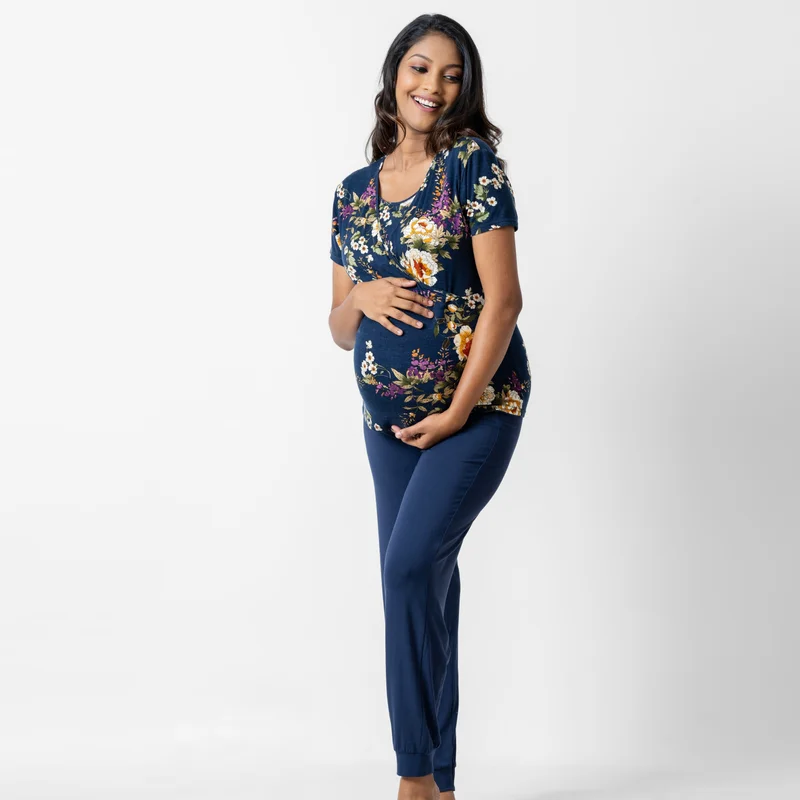 Aadaraya Aadaraya Floral Print Maternity Top and Pyjama Set