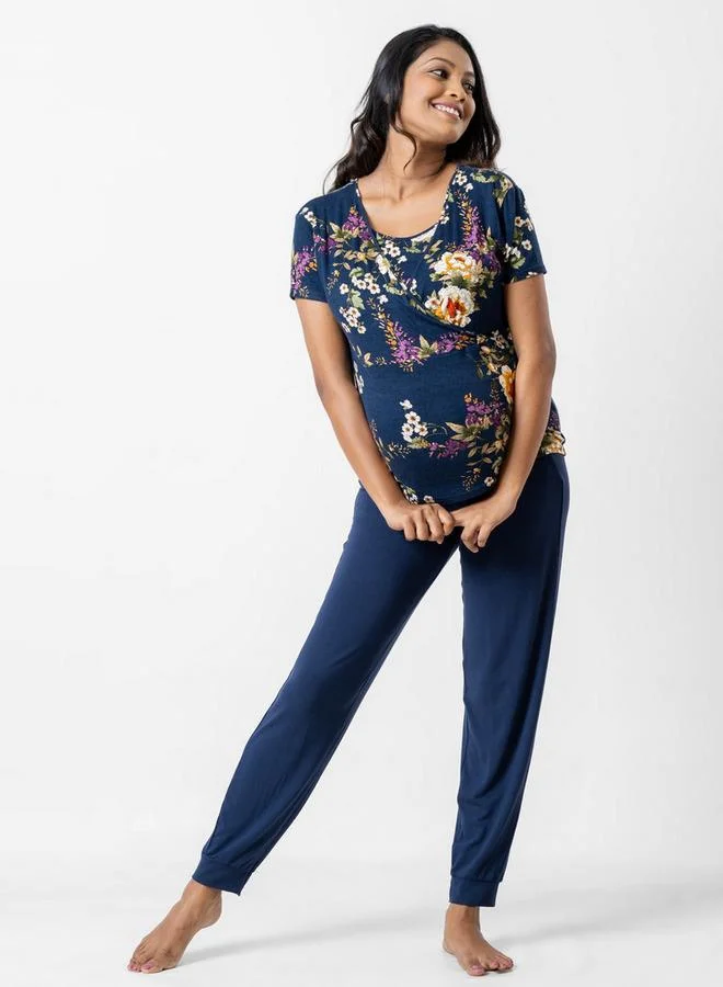 Aadaraya Aadaraya Floral Print Maternity Top and Pyjama Set
