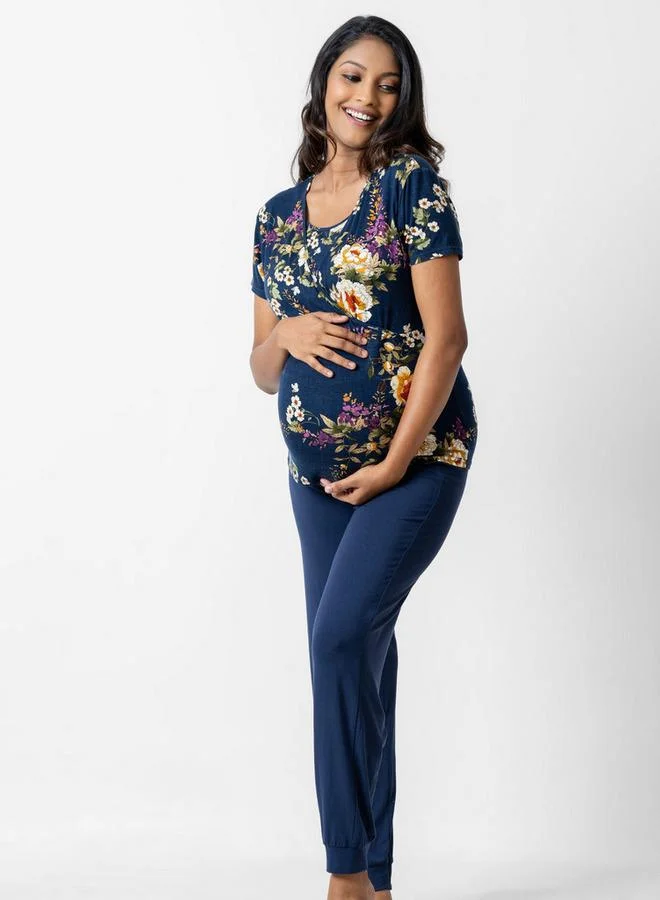 Aadaraya Aadaraya Floral Print Maternity Top and Pyjama Set
