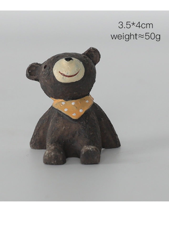 Y&D Looking Up At The Starry Sky Small Animal Ornaments Mini Animal Ornaments Home Decorations-Bear Yellow Scarf