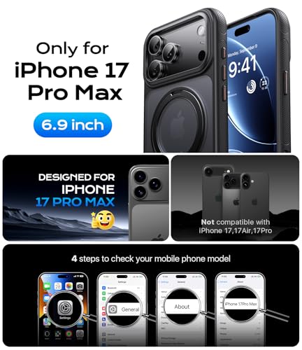 ohbox iPhone 17 Pro Max Case with Stand Strong Magnetic i Phone 17 Pro Max Case Compatible with MagSafe Drop Protection 17 Pro Max Cover Slim Translucent Matte Phone Case for iPhone 17 Pro Max - Image 3