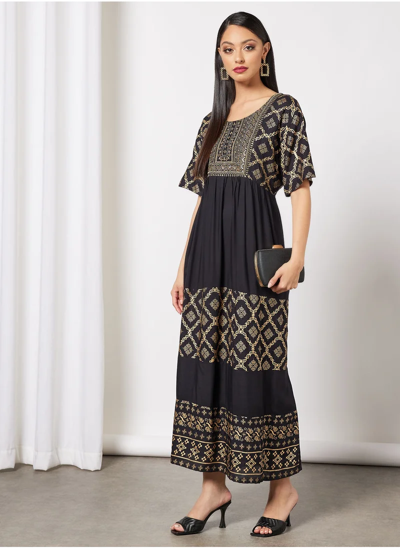 HANA & SARA Elegant Printed Jalabiya