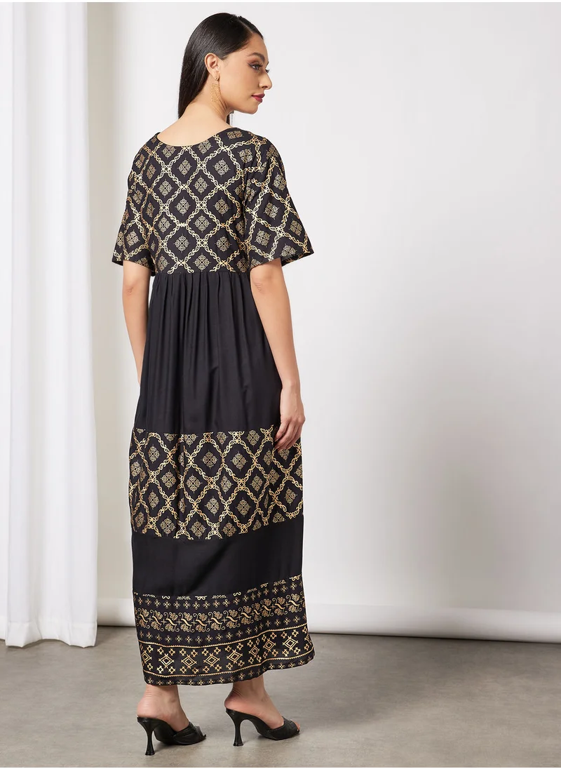 HANA & SARA Elegant Printed Jalabiya