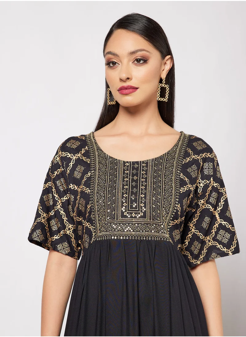 HANA & SARA Elegant Printed Jalabiya