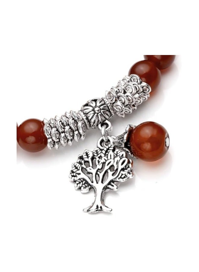 8MM Carnelian (Red Agate)  Amethyst Natural Gemstone Life Tree Lucky Charm Stretch Bracelet  - Image 4
