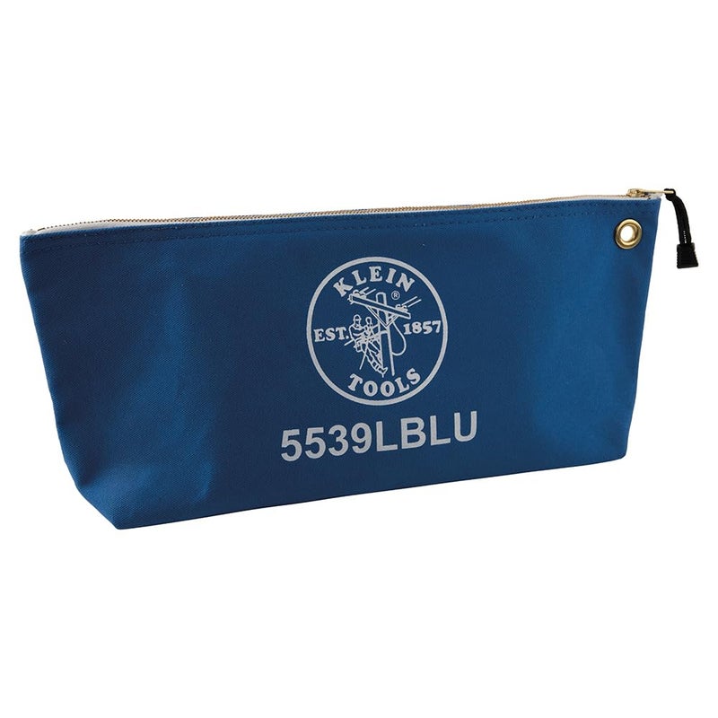 Klein Tools 5539LBLU Zipper Bag Large 16Inch Canvas Tool Pouch for Tool Storage with Brass Zipper and Grommet for Hanging Blue - Image 2