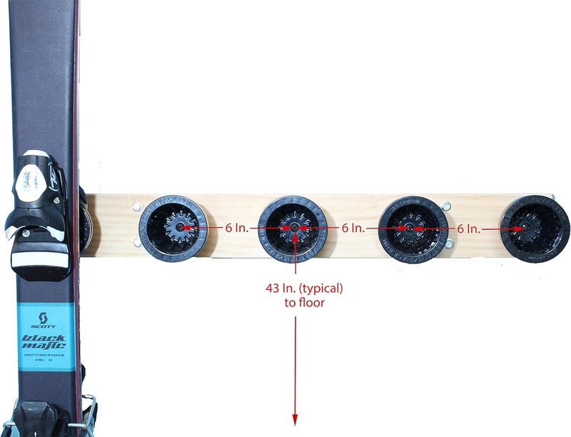 Totti Button Ski Hanger حامل زلاجات زر 5 قطع، 5 تركيبات فردية لتخزين 5 أزواج من زلاجات الألبين بأمان من أي شكل أو حجم (زلاجات مائلة، زلاجات سباق، زلاجات للأطفال) لصنع رف تخزين زلاجات على الحائط أو الأرضية - Image 5