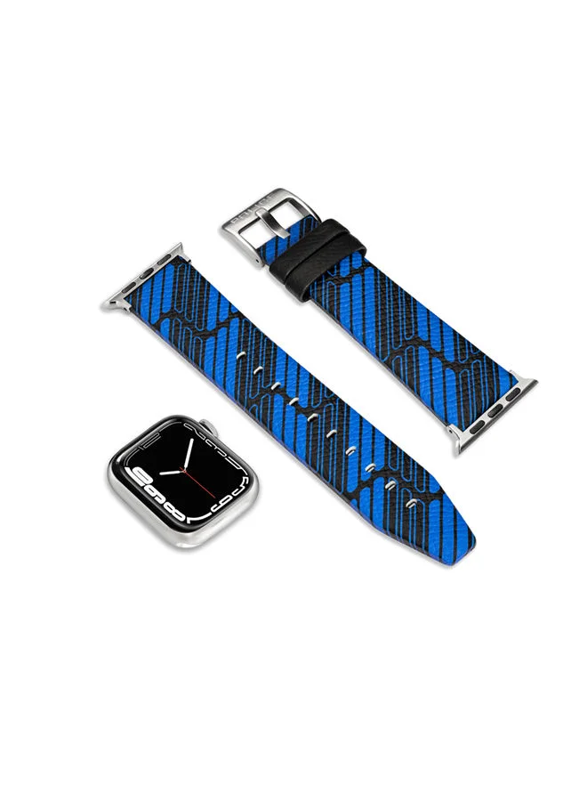 Police BLUE Universal Replacement Leather Strap For Men And Women Compatible With Apple Watch Series 3-9, SE, Ultra, Ultra 2 (42-44-45-50), Samsung, Huawei Or Quartz Watch With Lug Width Of 22mm  | Best Price UAE