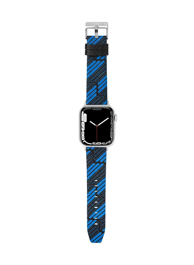 Police BLUE Universal Replacement Leather Strap For Men And Women Compatible With Apple Watch Series 3-9, SE, Ultra, Ultra 2 (42-44-45-50), Samsung, Huawei Or Quartz Watch With Lug Width Of 22mm  | Best Price UAE
