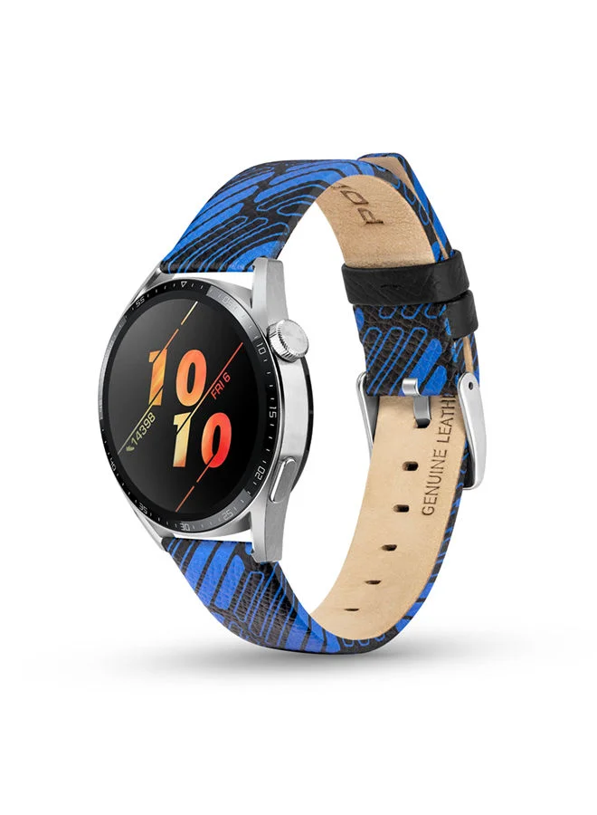 Police BLUE Universal Replacement Leather Strap For Men And Women Compatible With Apple Watch Series 3-9, SE, Ultra, Ultra 2 (42-44-45-50), Samsung, Huawei Or Quartz Watch With Lug Width Of 22mm  | Best Price UAE