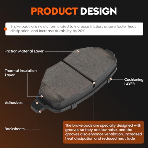 AEagle Rear Ceramic Brake Pads Set for Ford Explorer 2011-2019, Edge 2011-2014, Taurus 2010-2019, Flex 2009-2019,for Lincoln MKS 09-16, MKT 10-19, MKX 11-15, 4PCS - Image 3