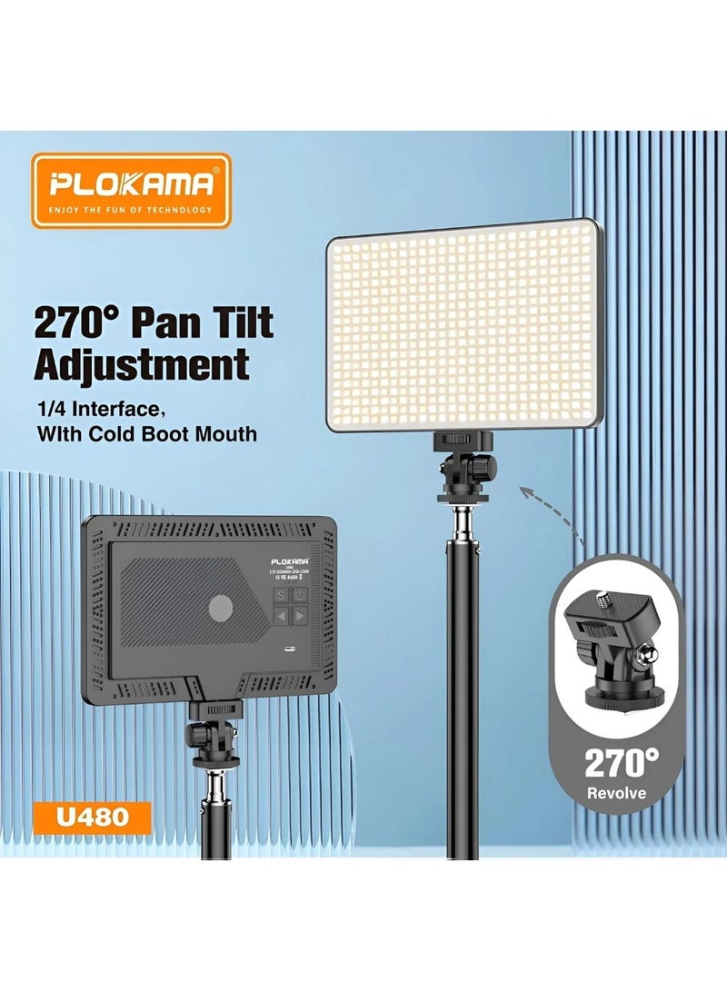 PLOKAMA U480 Pro RGB LED فيديو لايت، 20W ضوء تعبئة للتصوير مع سطوع قابل للتعديل ودرجة حرارة لون، طيف RGB كامل، CRI 95+، لوحة إضاءة قابلة للتعتيم للاستوديو، يوتيوب، تيك توك، بورتريه، بث مباشر - Image 4