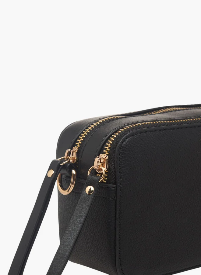 Flora Bella By Shoexpress Women's Textured Crossbody Bag with Zip Closure and Adjustable Strap