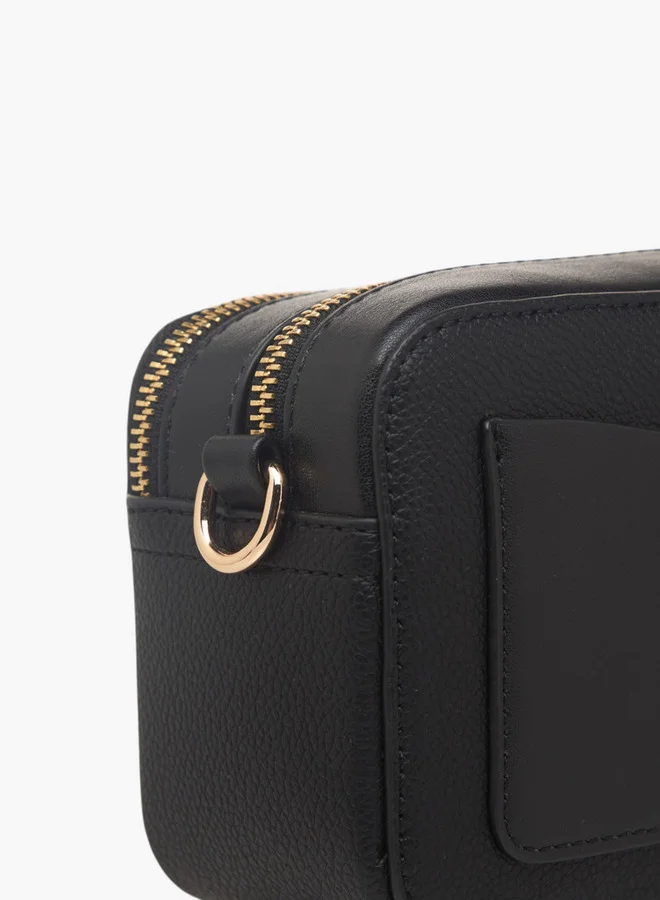 Flora Bella By Shoexpress Women's Textured Crossbody Bag with Zip Closure and Adjustable Strap