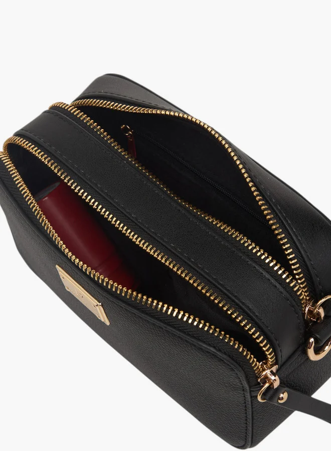 Flora Bella By Shoexpress Women's Textured Crossbody Bag with Zip Closure and Adjustable Strap
