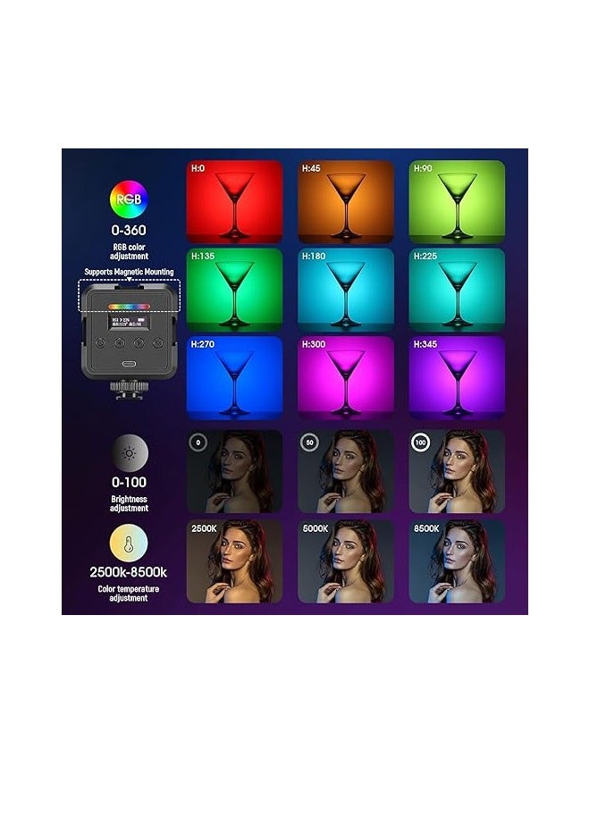 نيوير ضوء فيديو مغناطيسي RGB61 – ضوء LED صغير بكامل الألوان 360° للكاميرا - Image 2