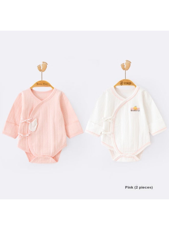 Babyprints Babyprints Newborn Onesie 2-pack, Baby Bodysuit, Pure Cotton, Class A Triangle Romper, Baby Autumn And Winter Underwear, Pink, Size 52  - Image 4