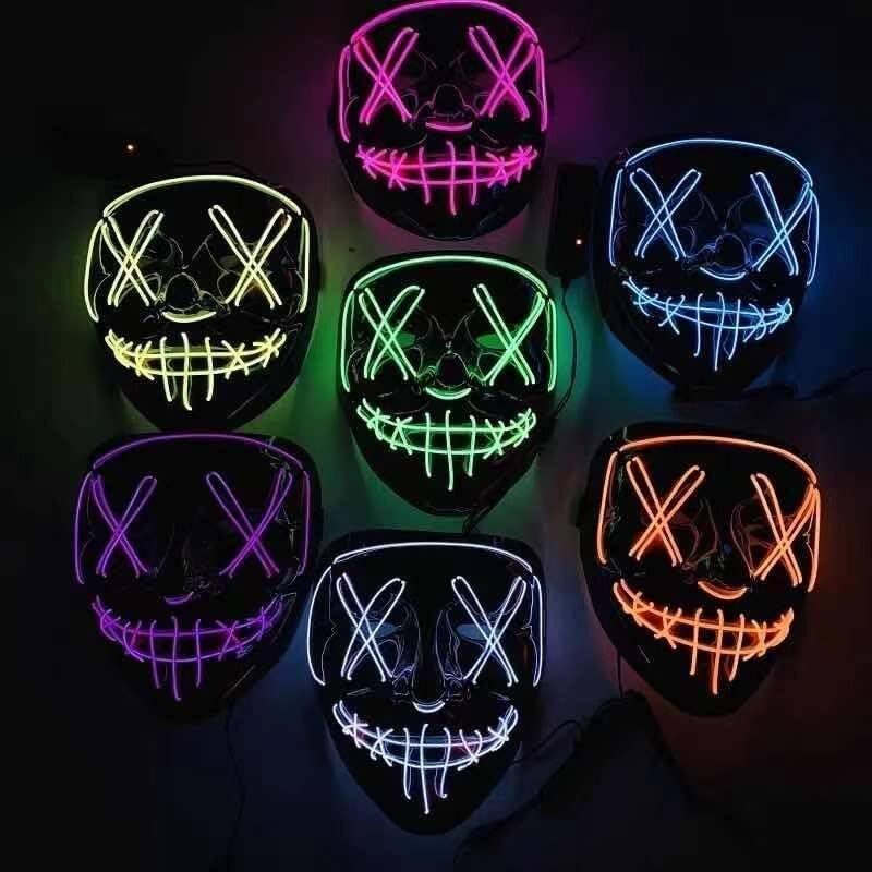 Boolavard Halloween Mask LED Light up Mask for Festival Cosplay Halloween Costume Masquerade Parties  Carnival  Gifts (Green) - Image 2