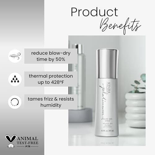 Kenra Professional Platinum BlowDry Spray TimeSaving Heat Protectant Detangles Smooths and Softens Eliminates Frizz Resists Humidity Medium To Coarse Hair 68 fl oz 2Pack - Image 5