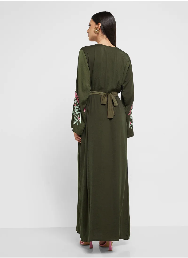 hayas closet Straight Sleeve Crew Neck Abaya