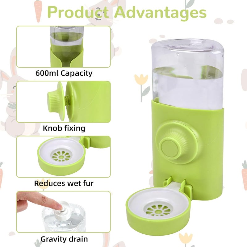 Rypet Hanging Rabbit Water Bottle Cage, 21oz Guinea Pig Water Bottle Dispenser, Automatic Small Pet Cage Water Feeder for Bunny Chinchilla Hamster Hedgehog Ferret Rat Gerbil Small Animal (Green) - Image 5