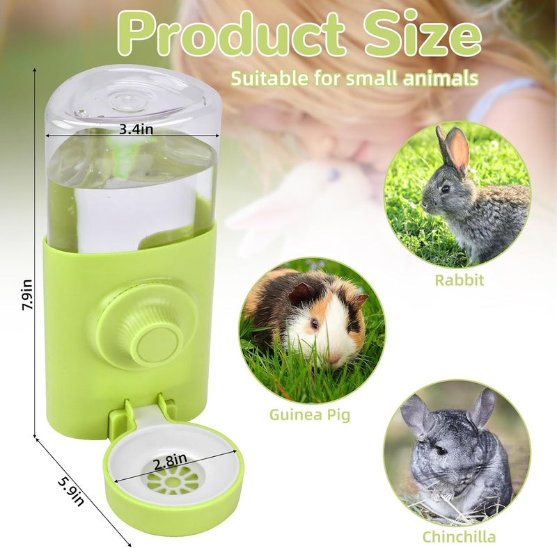 Rypet Hanging Rabbit Water Bottle Cage, 21oz Guinea Pig Water Bottle Dispenser, Automatic Small Pet Cage Water Feeder for Bunny Chinchilla Hamster Hedgehog Ferret Rat Gerbil Small Animal (Green) - Image 2