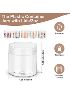 eBoot 150 Piece 2 Oz Plastic Container Jars With Lids Round Clear Cosmetic Jars Empty Clear Plastic Jars For Lotion, Cream, Makeup, Eye Shadow, Rhinestone, Samples, Pot, Travel Storage (2 Oz)  - Image 2