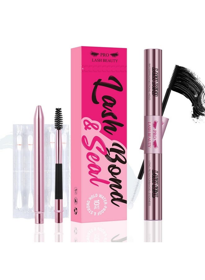 PRO LASHBEAUTY Lash Bond And Seal Waterproof Bond And Seal Cluster Lash Glue & Seal For Lash Clusters Aftercare Sealant Super Strong Hold 72 Hours（5Ml+5Ml, Black Bond & Clear Seal)  - Image 1
