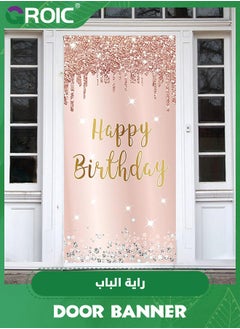 GROIC Pink Rose Gold Happy Birthday Door Banner Decorations, Happy Birthday Door Cover Backdrop Party Supplies for Women, Large Birthday Poster Sign Decor,Party Supplies  - Image 5