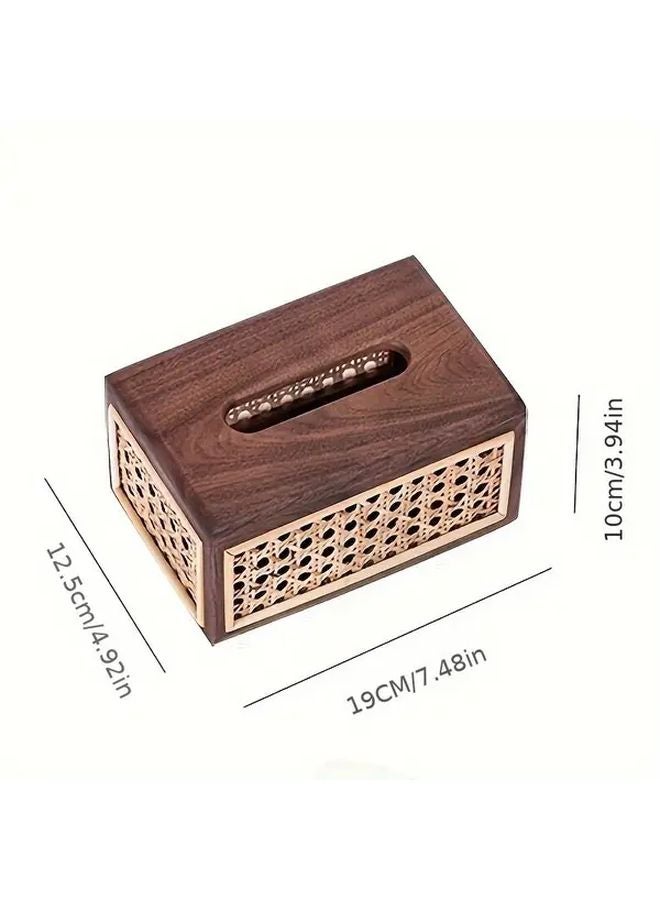Elegant Solid Wood Rattan Woven Tissue Box With Honeycomb Design For Home Hotel - Image 5