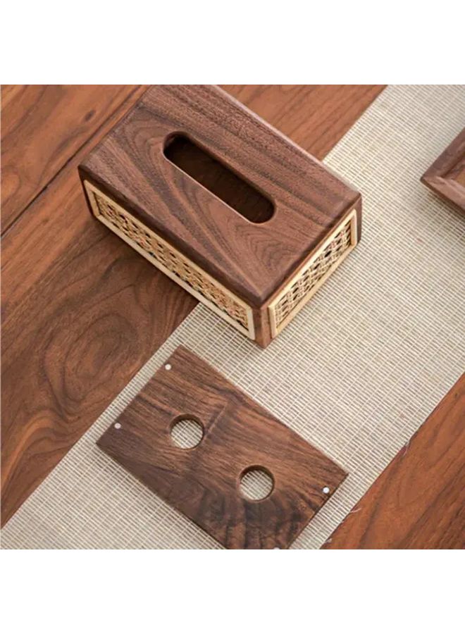 Elegant Solid Wood Rattan Woven Tissue Box With Honeycomb Design For Home Hotel - Image 2