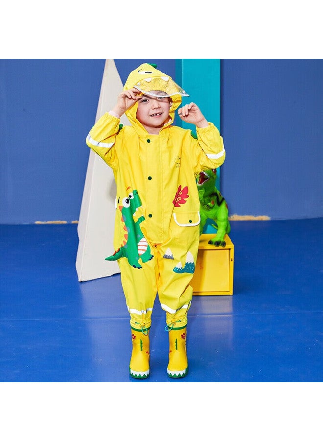 Lemonkid Children's Raincoat For Boys And Girls, Baby Rain Poncho, Elementary School Student Rain Gear, Leqi Fire Dragon One-piece Suit, Size L - Image 3