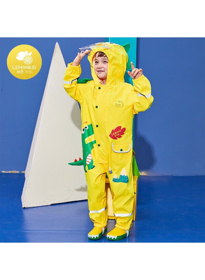 Lemonkid Children's Raincoat For Boys And Girls, Baby Rain Poncho, Elementary School Student Rain Gear, Leqi Fire Dragon One-piece Suit, Size L - Image 1