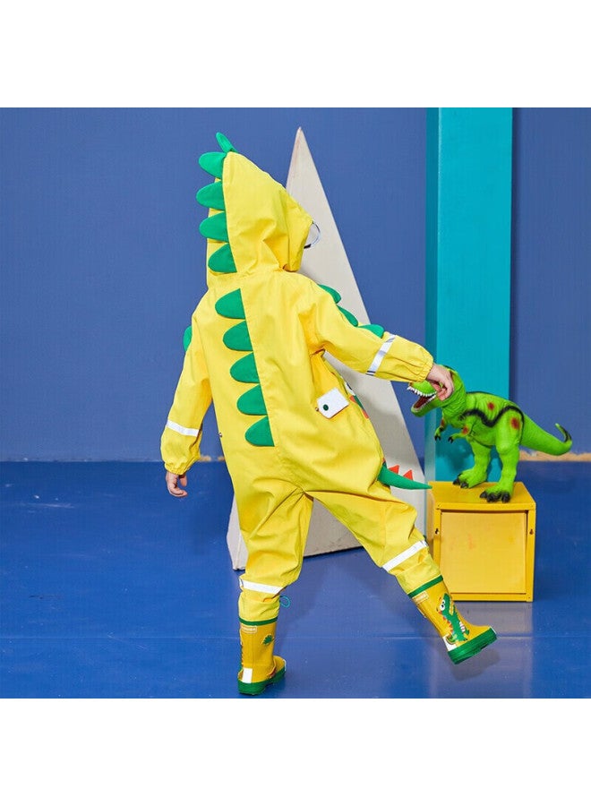 Lemonkid Children's Raincoat For Boys And Girls, Baby Rain Poncho, Elementary School Student Rain Gear, Leqi Fire Dragon One-piece Suit, Size L - Image 4