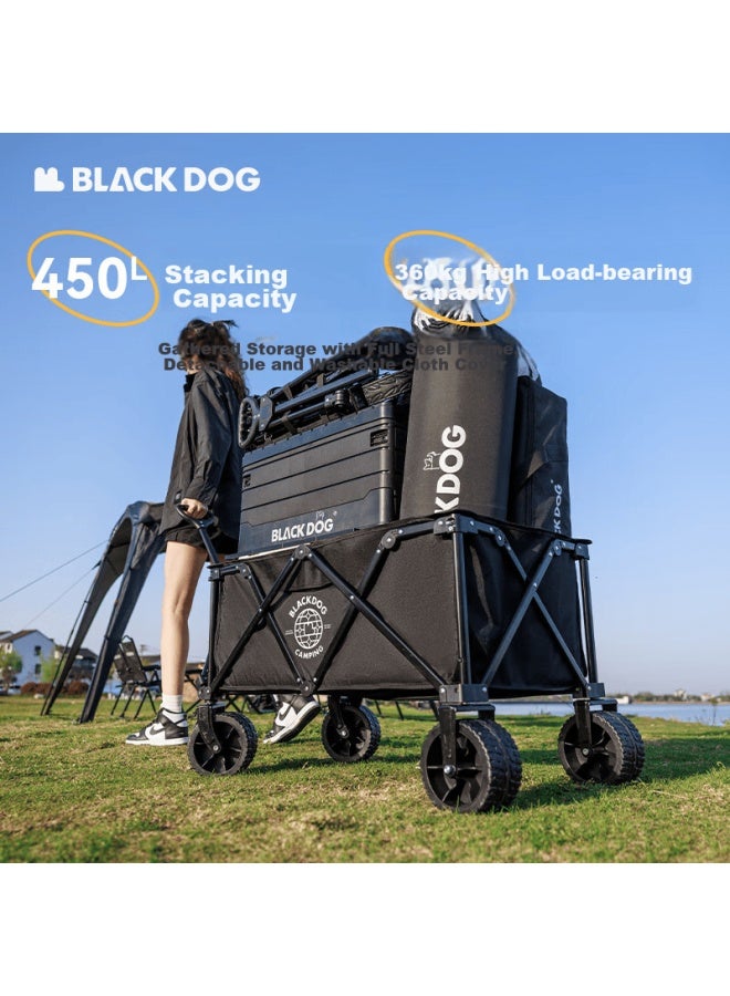 Black Dog عربة تخييم خارجية للكلاب السوداء، عربة أطفال للتسوق والبقالة، مع عجلات عريضة مطورة - Image 5
