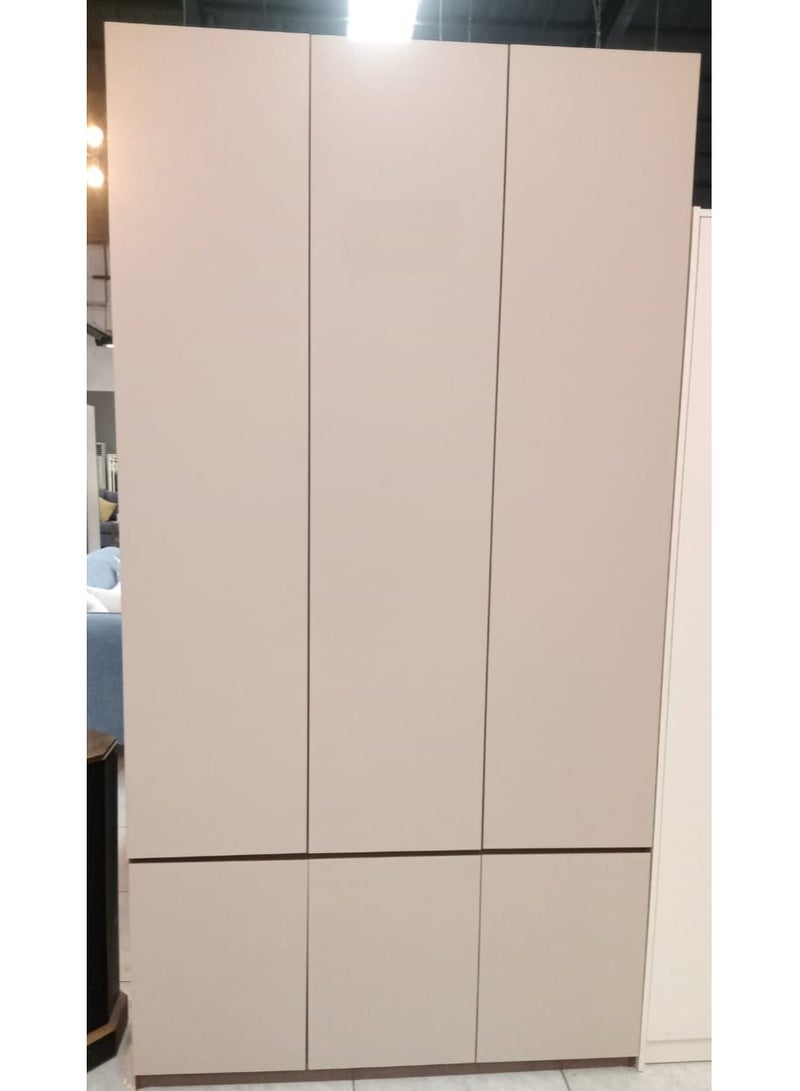 Generic WARDROBE ,3 DOOR, BEIGE COLOR,4 SHELF, DRESS HAGER AND LOCK DRAWER, 230*120*50 CM  - Image 1