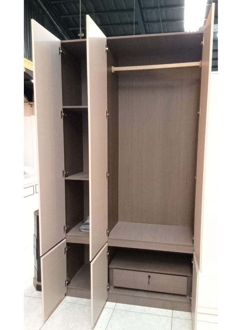 Generic WARDROBE ,3 DOOR, BEIGE COLOR,4 SHELF, DRESS HAGER AND LOCK DRAWER, 230*120*50 CM  - Image 3